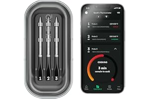 CHEF iQ Sense Smart Wireless Meat Thermometer with 3 Ultra-Thin Probes, Unlimited Range Bluetooth Meat Thermometer, Digital Food Thermometer for Remote Monitoring of BBQ Grill, Oven