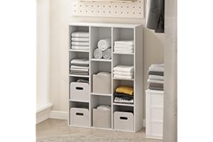 Furinno Reed 11-Cube Open Shelf Clothing & Closet Storage Organization, White