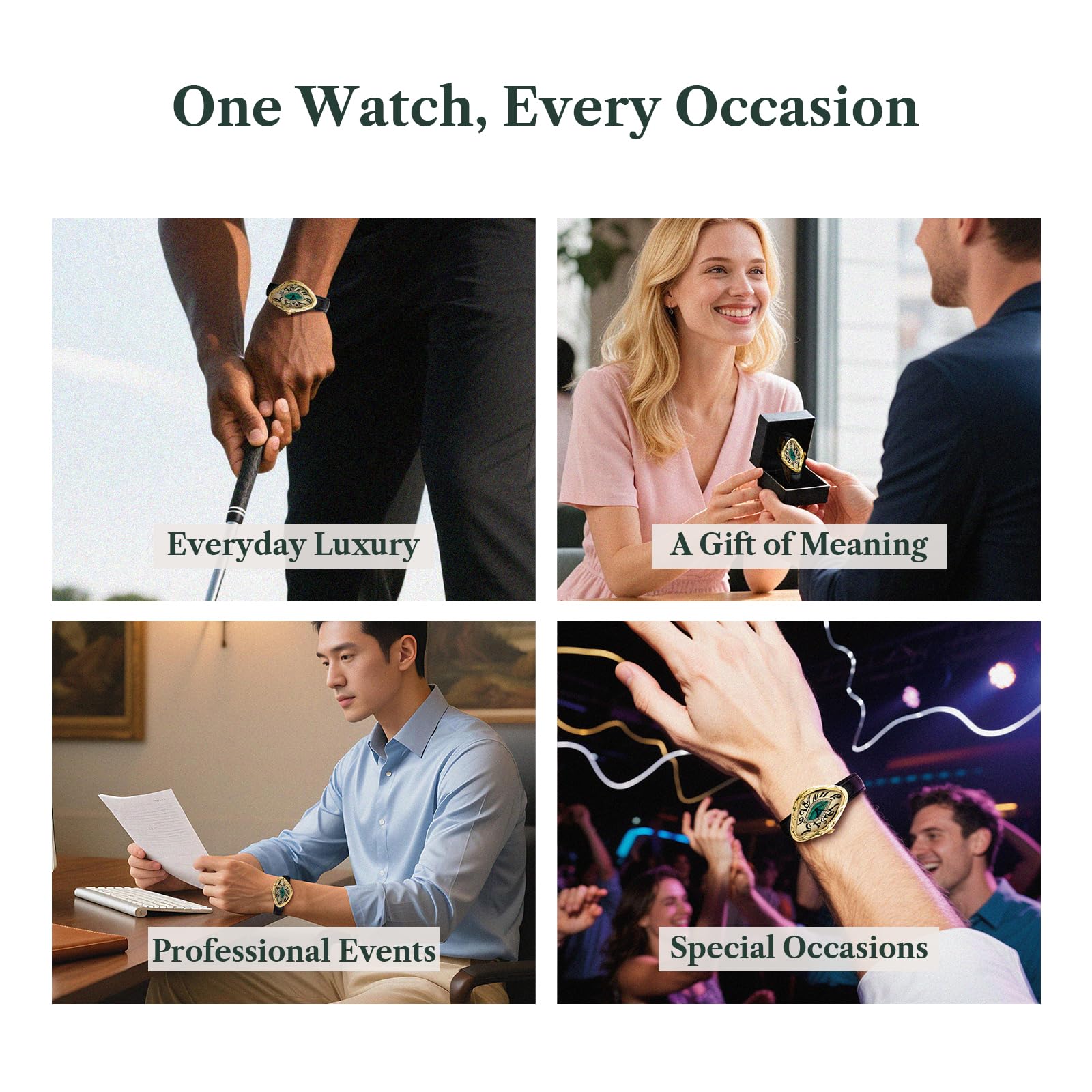 PASCAL Paradoxe Diamond Watch for Men Women, Swiss Quartz Luxury Dress Watch with Leather Strap, Gold Stainless Steel Case, Lab-Grown Diamonds & Sapphire Crystal, 3ATM Water Resistant