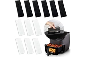 EUSTREER 12 Pcs Charcoal and Oil Vapor Air Fryer Replacement Filters for 6QT Instant Vortex Plus Air Fryer with ClearCook and OdorErase, Air Fryer Accessories Replacement Odor Erase Air Filters