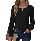 GKBK Womens Long Sleeve Tops Dressy Business Casual Blouses Basic Loose Fit V Neck Work Shirt 2025 Fall Clothes Outfits