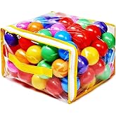 Hovenlay Ball Pit Balls, Plastic Toy Balls for Babies, Toddlers and Kids | Phthalate Free, BPA Free, Crush Proof Play Toys, Reusable Storage Bag