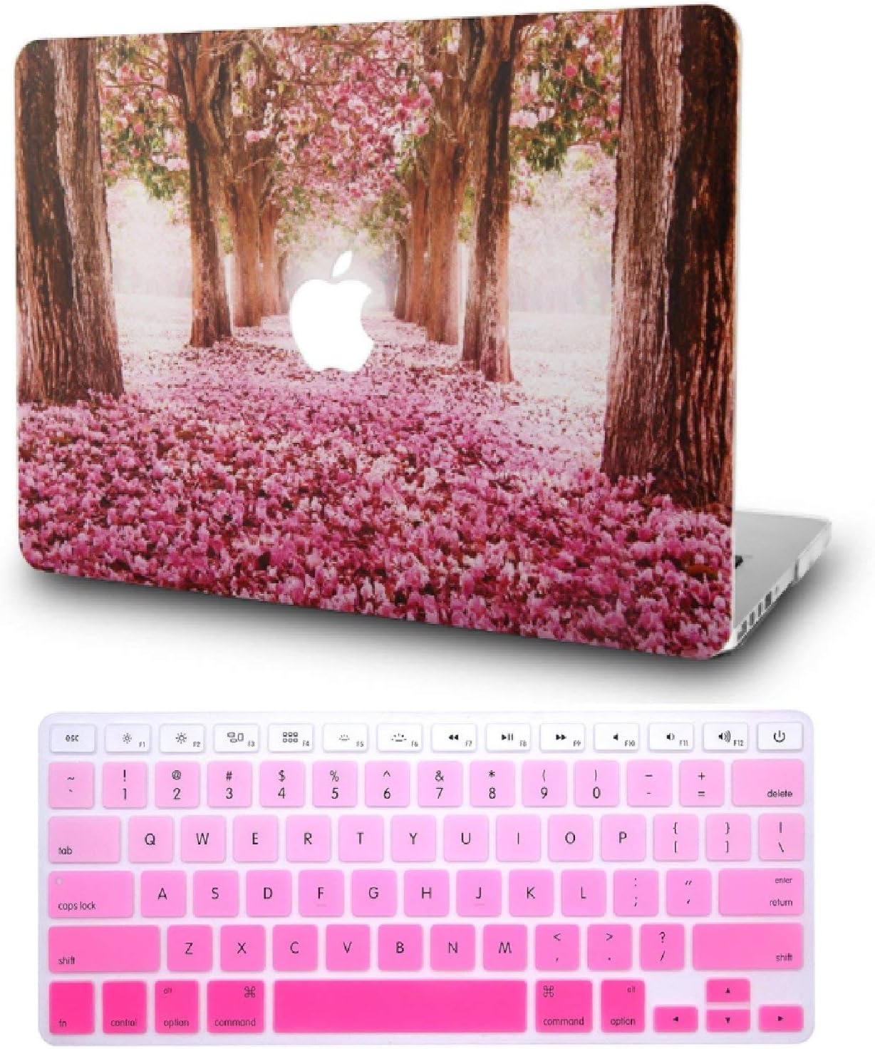 LUOUSE Laptop Case for MacBook Pro 13" (2019/2018/2017/2016) w/Keyboard Cover Plastic Hard Shell A2159/A1989/A1706/A1708 Touch Bar 2 in 1 Bundle (Cherry Blossoms)