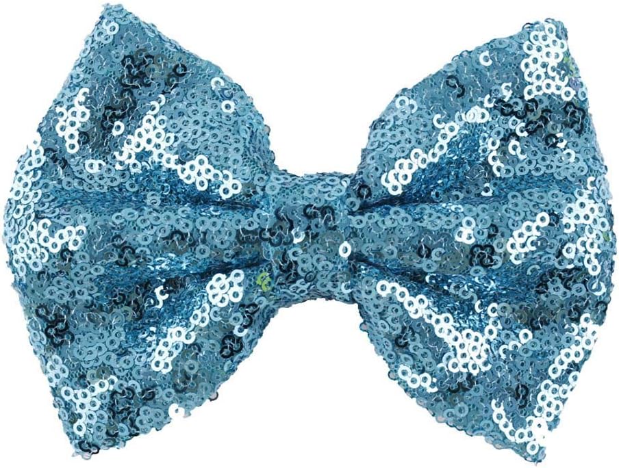 Love Fairy Girl's Lovely Fashion Bow Hairpin Sequins Hair Clip for Daily Life Travel Party Festivals (Sky Blue)
