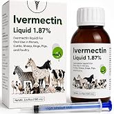 Auvctixa Liquid Ivermectin 1.87% for Horses, Dogs, Goats, Sheep, Poultry &amp; Livestock, Easy-to-Use Animal Care Liquid, 100 mL Bottle
