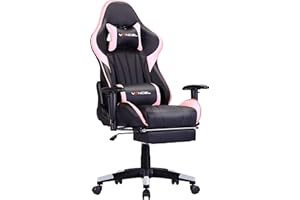 Gaming Chair Home Office Desk Chair Computer Racing Chair Ergonomic PU Leather High Back with Headrest,Lumbar Support & Retra