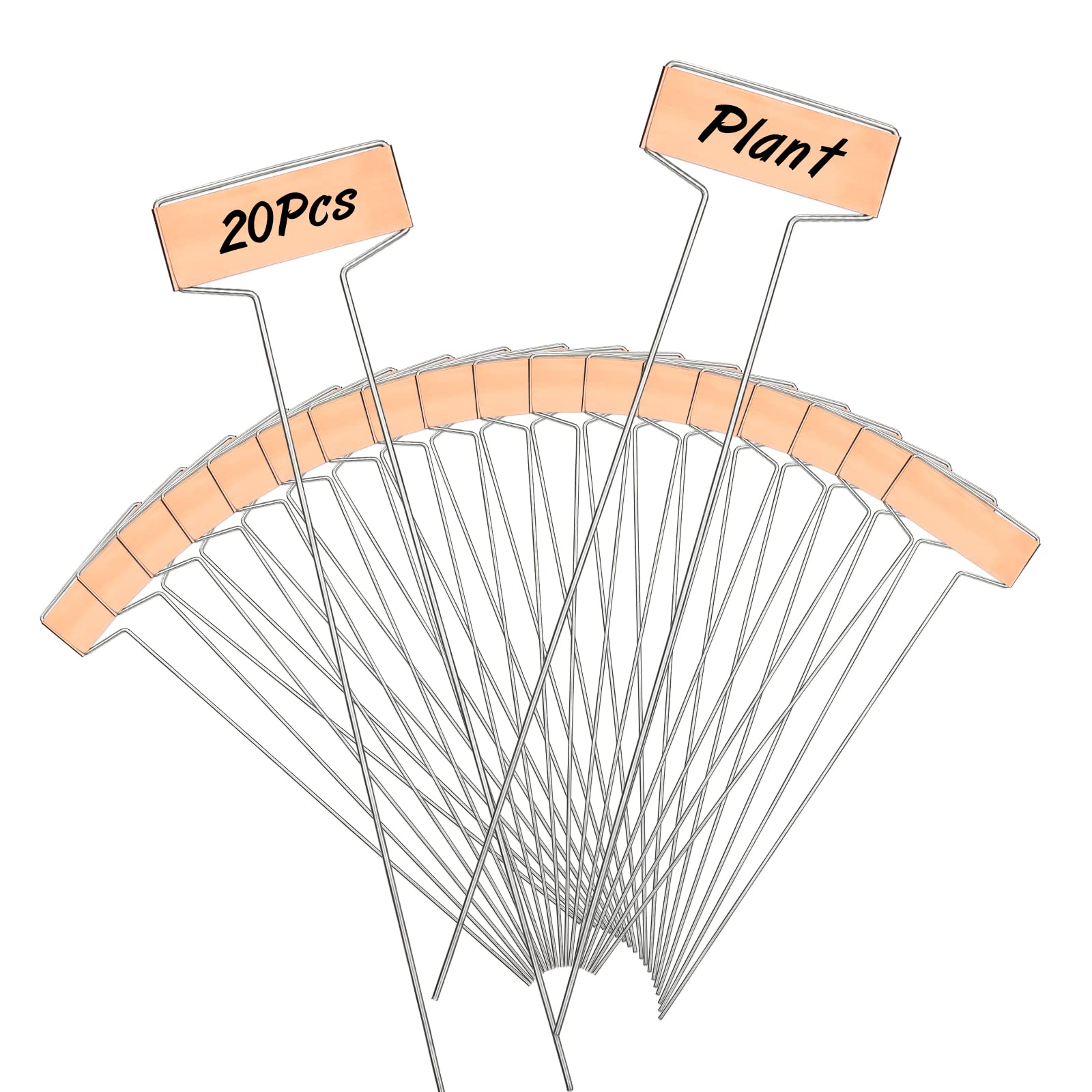 KINGLAKE 20 Pcs 25.5CM Tall Copper Plant Labels Metal Garden Markers Tags Outdoor Plant Signs for Vegetables Flowers Herbs Potted Plants