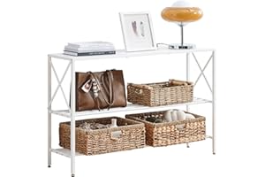 Wimarsbon Console Table,Multifunctional Sofa Side Table with Shelves,Behind Couch TV Tables with Metal Frame,Accent Display Stand for Hallway,Entrance (41.9" 3-Layer White Frame)