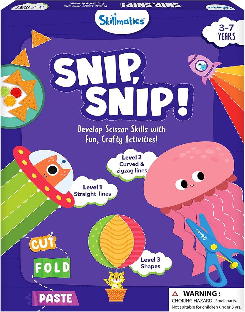 Skillmatics Snip Snip Scissor Skills Activity Book with 2 Kid Safe Scissors