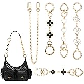 5 PCS Purse Extender Chain, Bag Strap Extender Gold Chain, Purse Strap Replacement Accessories Bag Charms for Handbags Crossbag Shoulder Bag Purse Making Supplies (Stylish Multishapes)