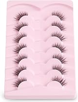 Onlyall Half Eyelashes Thin Black Band 3/4 Natural Look 7 Pairs C19 view 5