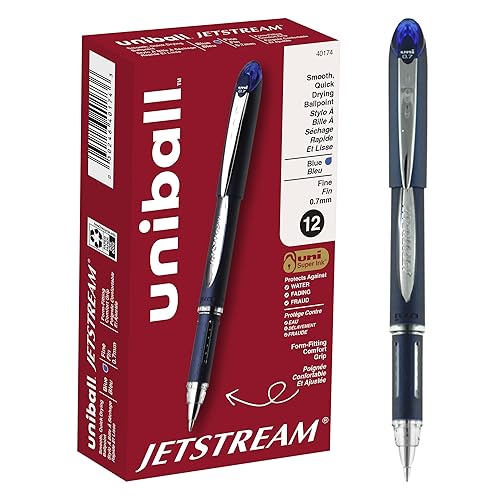 Blue Pens Uni-ball Onyx Rollerball Pens, Fine Point, Blue Ink, Dozen