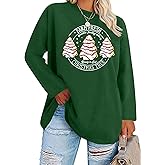 Plus Size Christmas Shirts for Women Merry Christmas Tree Shirt Santa Claus Long Sleeve Xmas Holiday Tops Tees