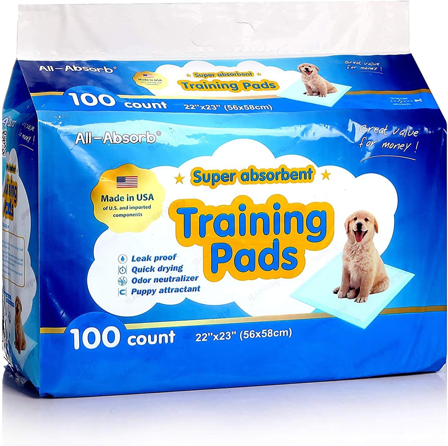 All-Absorb A01 Training Pads 22-inch By 23-inch, Pack of 100 : Pet Training Pads : Pet Supplies