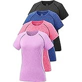 Cosy Pyro 4-Pack Women's Workout Tops Short Sleeve Athletic Compression T-Shirt Quick Dry Running Gym Tee Yoga Shirts