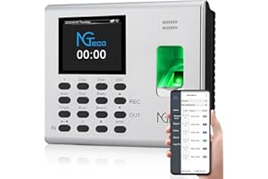 NGTeco APP-Based Time Clock, 2-in-1 Fingerprint Time Clock for Employees Small Business with Auto Punch & Mobile App, Battery Backup, 2.4GHz WiFi, iOS/Android Sync, No Monthly Fee