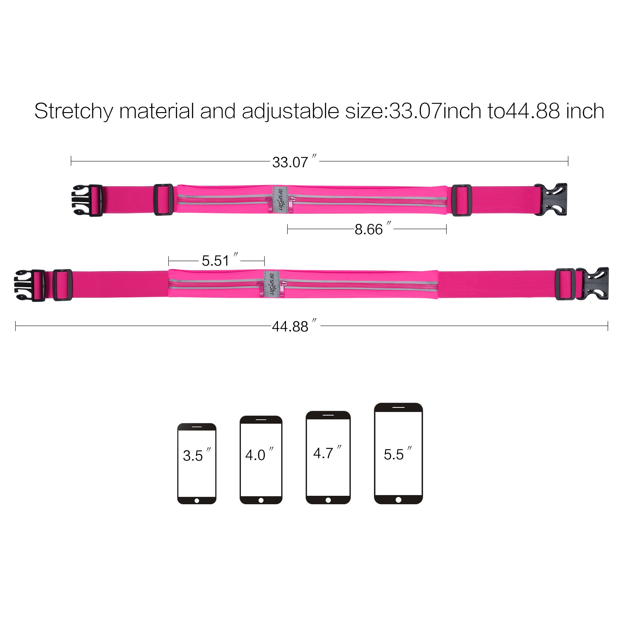 Sport Running Belt - BFSPORT Water Resistant Waist Storage Belt for iPhone 8/8plus/7/7Plus/6/6S/6Plus, Samsung S8,S7 and Other Smartphones