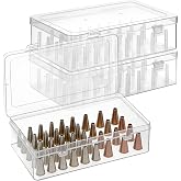 Skdqiee 3 Pcs Piping Tip Box Organizer with 126 Fixed Pins, Clear PP Plastic Baking Cake Decoration Tool Storage Box, Stackable Cake Decorating Storage Box, 9.3 x 5.3 x 2.6 in