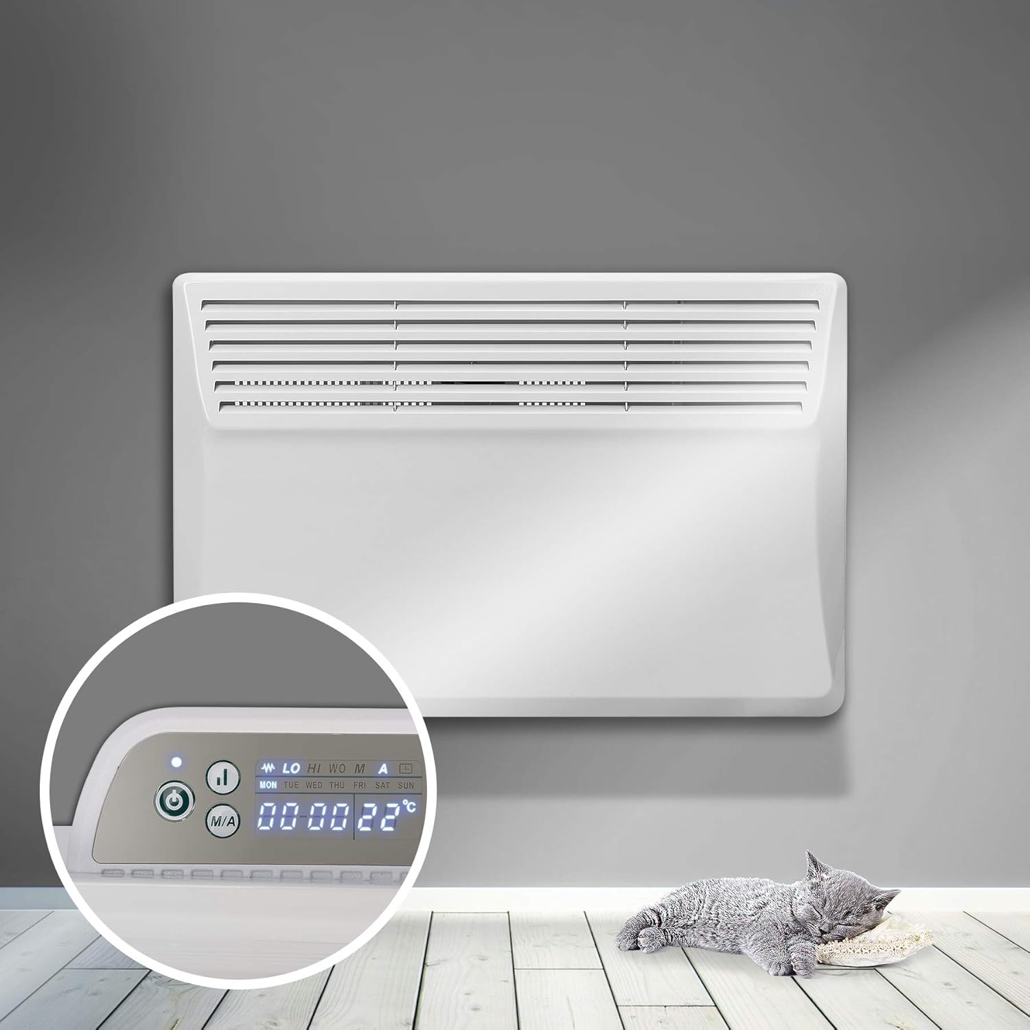 RDN Classic 1.5 kW Wall Mounted Panel Heater With 24hr LCD Timer IP24 Bathroom Safe Free 2