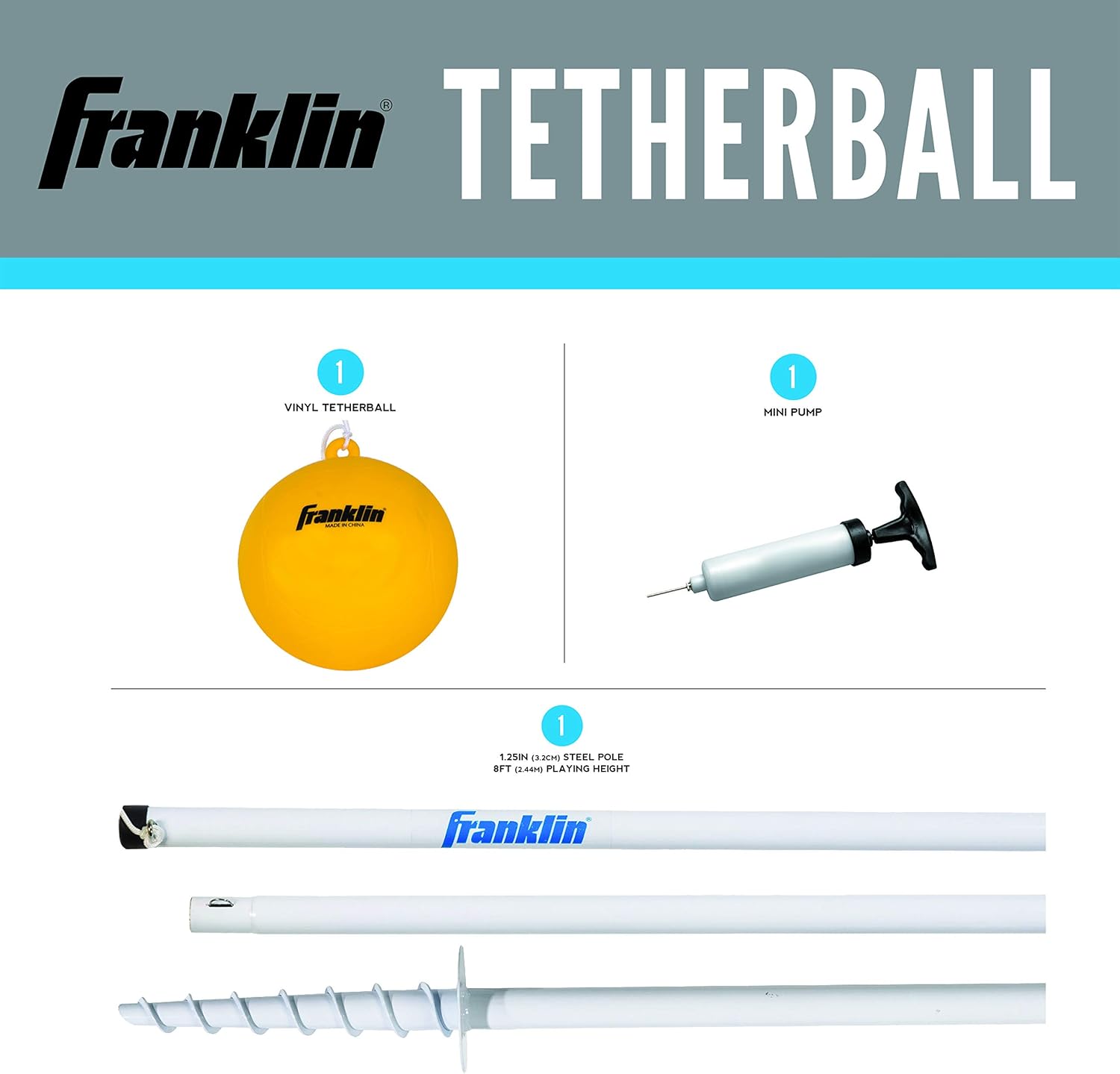Franklin Sports Tetherball - Tetherball Ball, Rope and Pole Set - Portable Steel Tetherball Set with Easy Assembly - Classic Outdoor Game : Tetherball Equipment : Sports & Outdoors