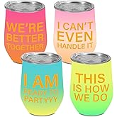 BQXH 4 Pcs Girls Trip Wine Tumbler With Lid, 12OZ Stainless Steel Tumbler, Girls Trip Gifts Favors Insulated Coffee Cup, Travel Mug sisters Weekend Gifts for Friendship Vacation Wedding Party