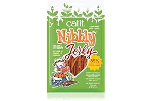 Catit Nibbly Jerky Cat Treats, Chicken & Fish Recipe - Grain-Free Cat Treat White 1 Ounce (Pack of 1)