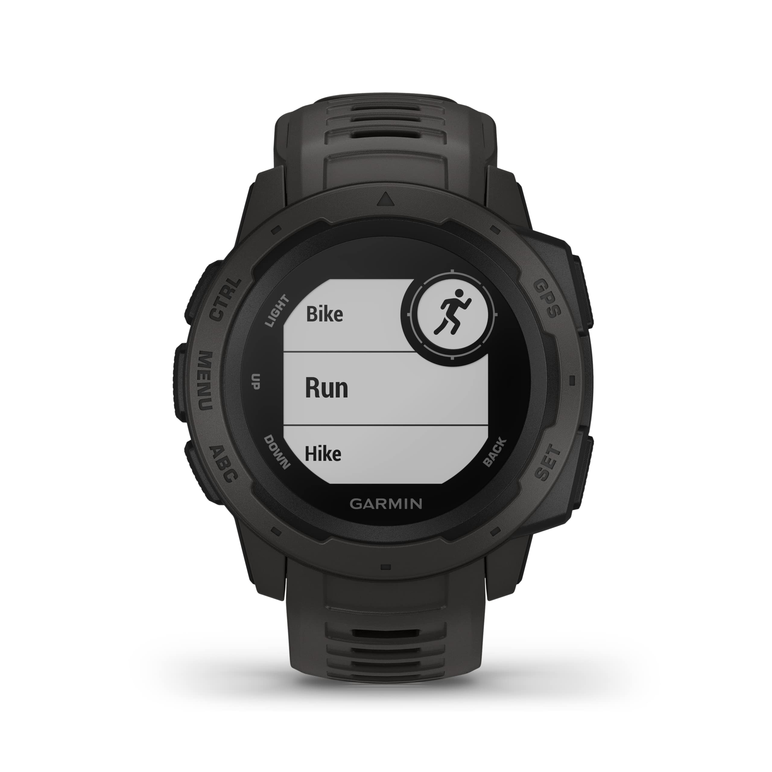 Garmin 010-N2064-00 Instinct, Rugged Outdoor Watch with GPS, Features GLONASS and Galileo, Heart Rate Monitoring and 3-axis Compass, 1.27-inch, Graphite (Renewed)