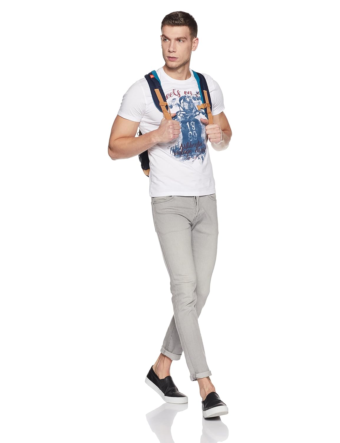 peter england men's solid slim fit t-shirt