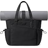 LOVEVOOK Gym Tote Bag for Women, Puffy Yoga Mat Bag with Large Cup Holder & Wet Pocket, Work Nurse Bag for Travel Workout