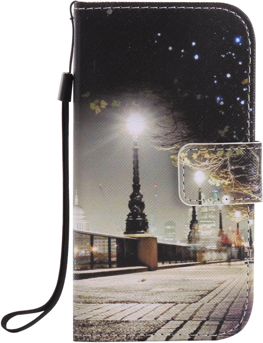 ISAKEN Samsung Galaxy S4 Case, Galaxy S4 Flip Cover, PU Leather Cover for Galaxy S4 I9500 - Bookstyle Pu Leather Wallet Magnetic Strap Design Pouch with Card Holder - lamplight street