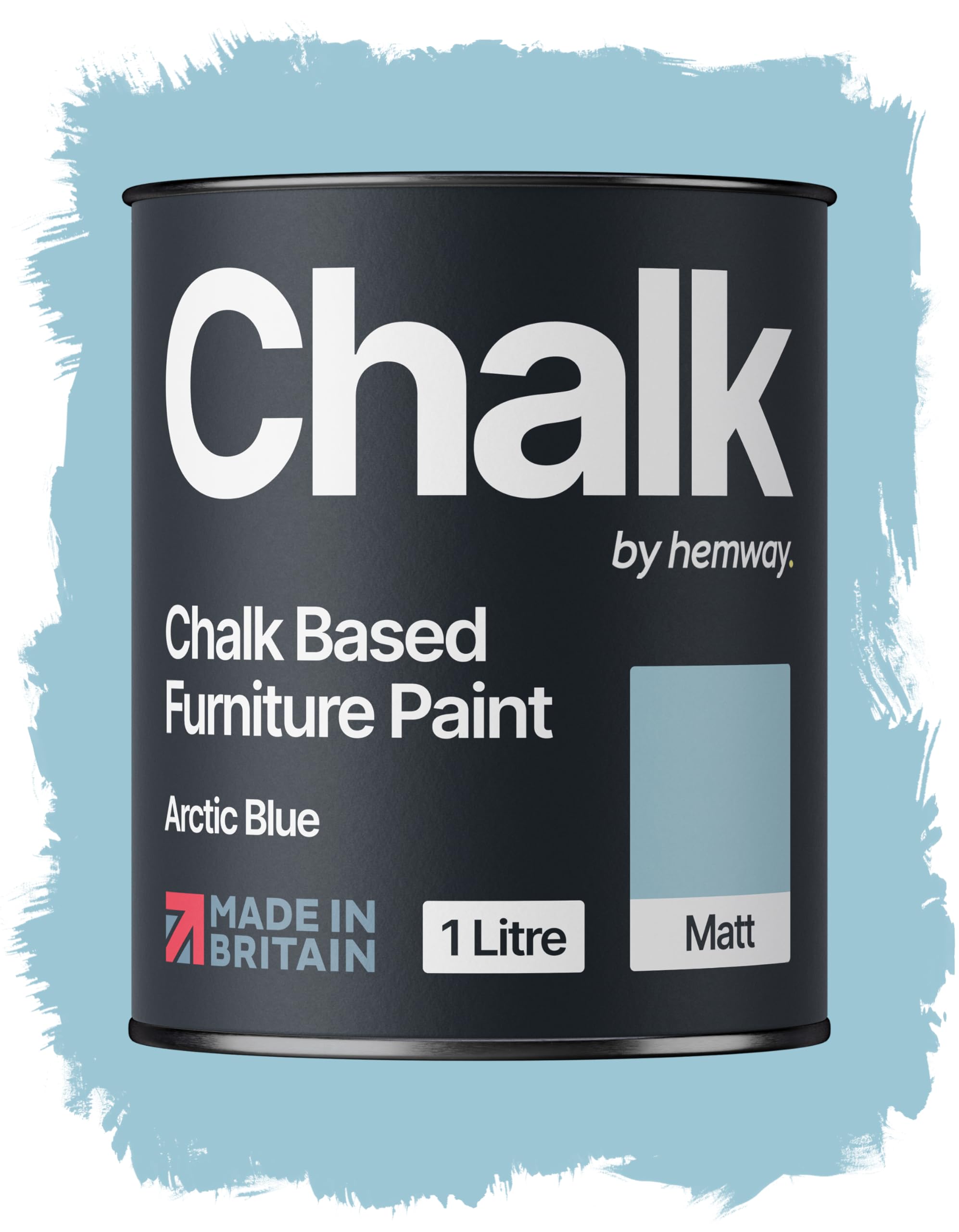 Hemway Chalk Based Furniture Paint, Arctic Blue 1L, Matt Finish Shabby Chic, Chalk Paint Furniture & Walls, Quick Dry & 1 Coat