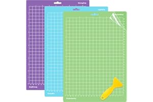 WISYOK 12x8.5 Inch Cutting Mats for Cricut Joy Xtra, 3-Pack Reusable Adhesive Mats (Standard, Light, Strong Grip) for Crafts, Quilting, Sewing