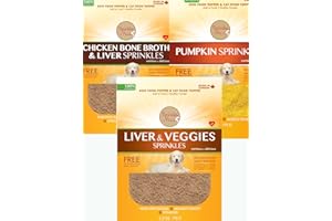 Sprinkles & Paws 3 Pack Great Health Bundle | 1 Liver & Veggies + 1 Chicken Bone Broth & Liver + 1 Pure Pumpkin and Save $ | 