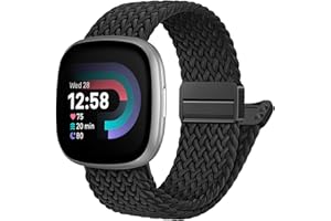 Maledan Compatible with Fitbit Versa 4 Bands for Woman Men/Fitbit Sense 2 Bands/Sense Band/Versa 3 Band, Breathable Soft Elastic Woven Nylon Strap With Clasp Smart Watch Bracelet Accessory