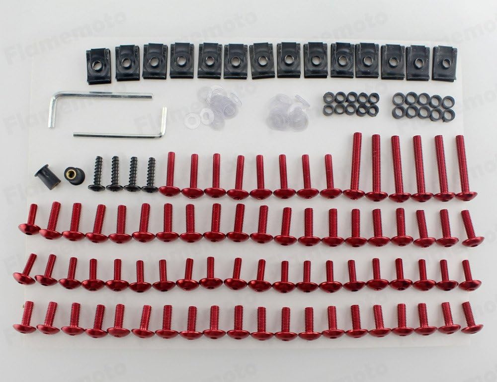 Oligex(TM) Red Motorcycle Aluminium Fairing Bolts Kit Body Fastener Clips Screws Sportbike