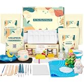 UHAPEER Air Dry Clay Kit for Adults, Pottery Set for Beginners with Clay, Sculpting Tools, Varnish, Pottery Paint, Step-by-Step Guide &amp; Video, Gift for Arts Crafts Lover