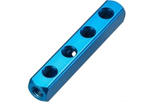 VIILOCK 2Pcs Aluminum Block 1/4"PT, Pneumatic Manifold Air Distribution Block, Air Compressor Manifold Fitting (4 Way 7 Port)