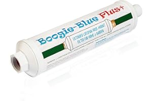 BOOGIE BREW Boogie Blue Plus Garden Hose Water Filter for RV and Outdoor use - Removes Chlorine, Chloramines, VOCs, Pesticides/Herbicides Boogie Blue Plus High Capacity Filter - The Organic Gardener's Choice