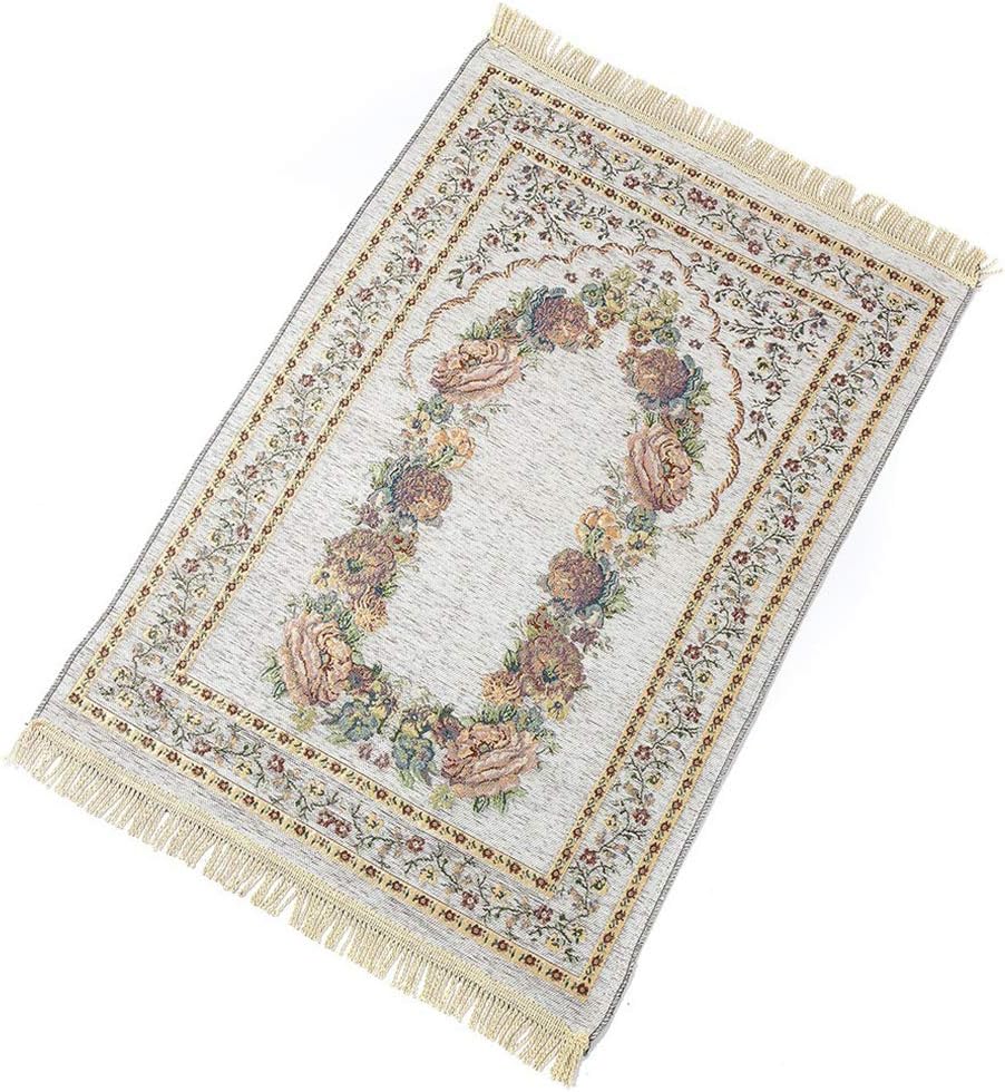 AKDSteel Islamic Pilgrimage Blanket Muslim Prayer Mat Lightweight Thin Carpet Islam Eid Ramadan Gift White 70cm*110cm for Christmas Home