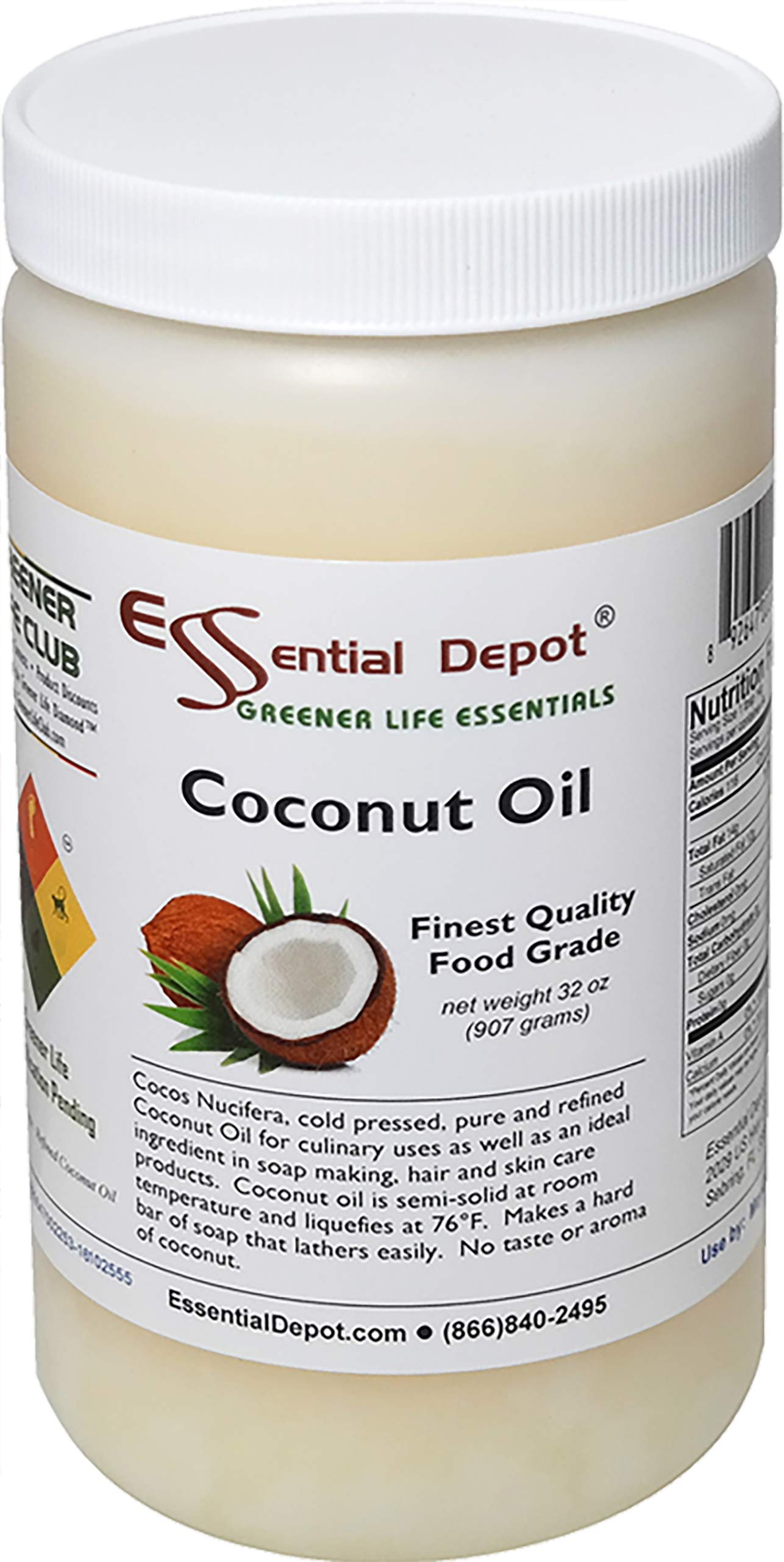 Coconut Oil 1 Quart 32 oz Food Grade safety sealed HDPE