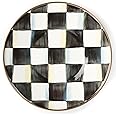 MACKENZIE-CHILDS Enamel Saucer, Small Enamel Plate for Teacups, Black-and-White Courtly Check