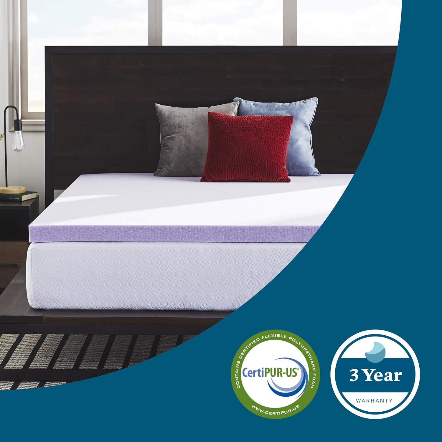 LUCID 3 Inch Lavender Infused Memory Foam Mattress Topper - Ventilated Design - Full Size: Home & Kitchen