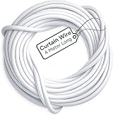 Zuvo Extra Strong Curtain Wire 4 m with 6 Hooks and Eyes White