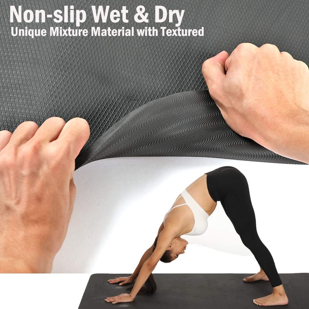 DEYACE Yoga Mat, Extra Thick & Wide Non Slip Workout Fitness Home Exercise Mats for Women Men, 72''L x 32''W x 2/5'' Thickness （Black） : Sports & Outdoors