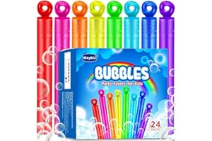 Waybla 24 Pack Bubble Party Favors for Kids, Goodie Gift Bag Stuffer Fillers for Kids, 8 Colors Mini Bubble Wands Birthday Summer Beach Pool Toys for Boys Girls, Classroom Prizes Treats for Toddlers