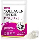 AEBEFBAW Multi Collagen Peptides Powder | Types I, II, III, V, X | 16 Oz (41 Servings) Hydrolyzed Collagen Peptides | Supports Healthy Skin, Joints, Hair, and Nails | Unflavored & Dissolves Easily