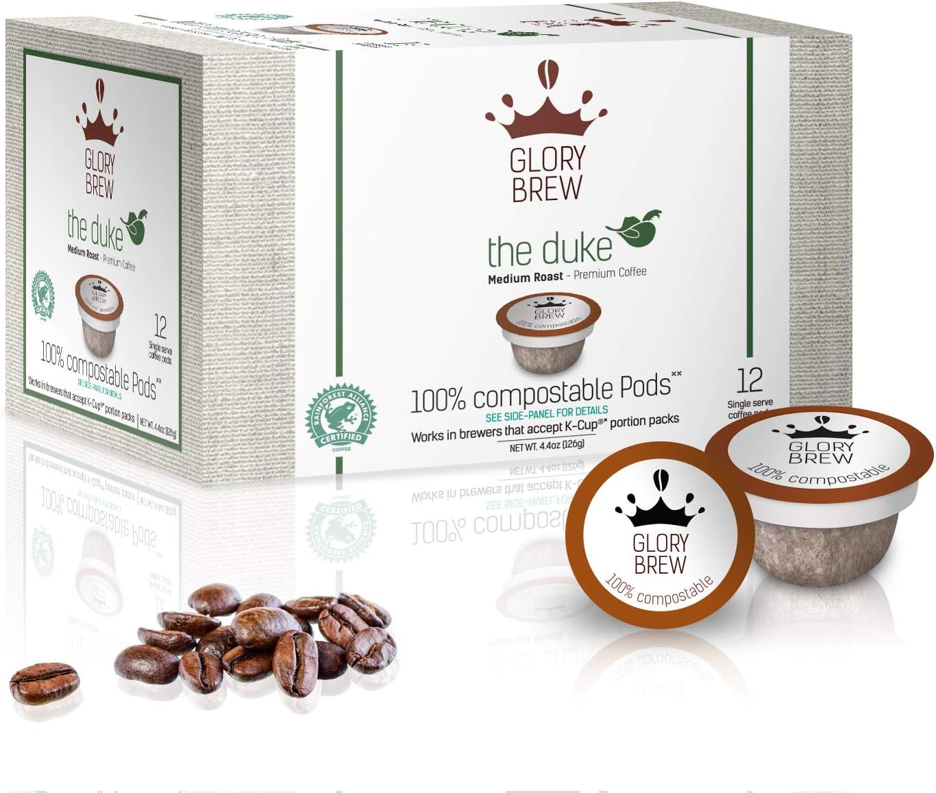 Glorybrew The Duke Medium Roast Premium Compostable Coffee Pods, 12 Count