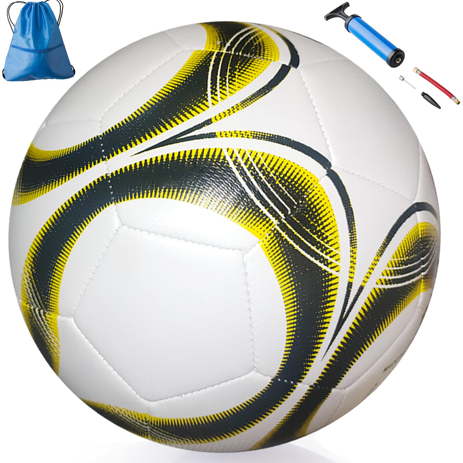 Spolife Football Size 5 Official Training Football Indoor&Outdoor Match Ball with Air Pump and Extension Tube,Pump Needle,Ball Backpack