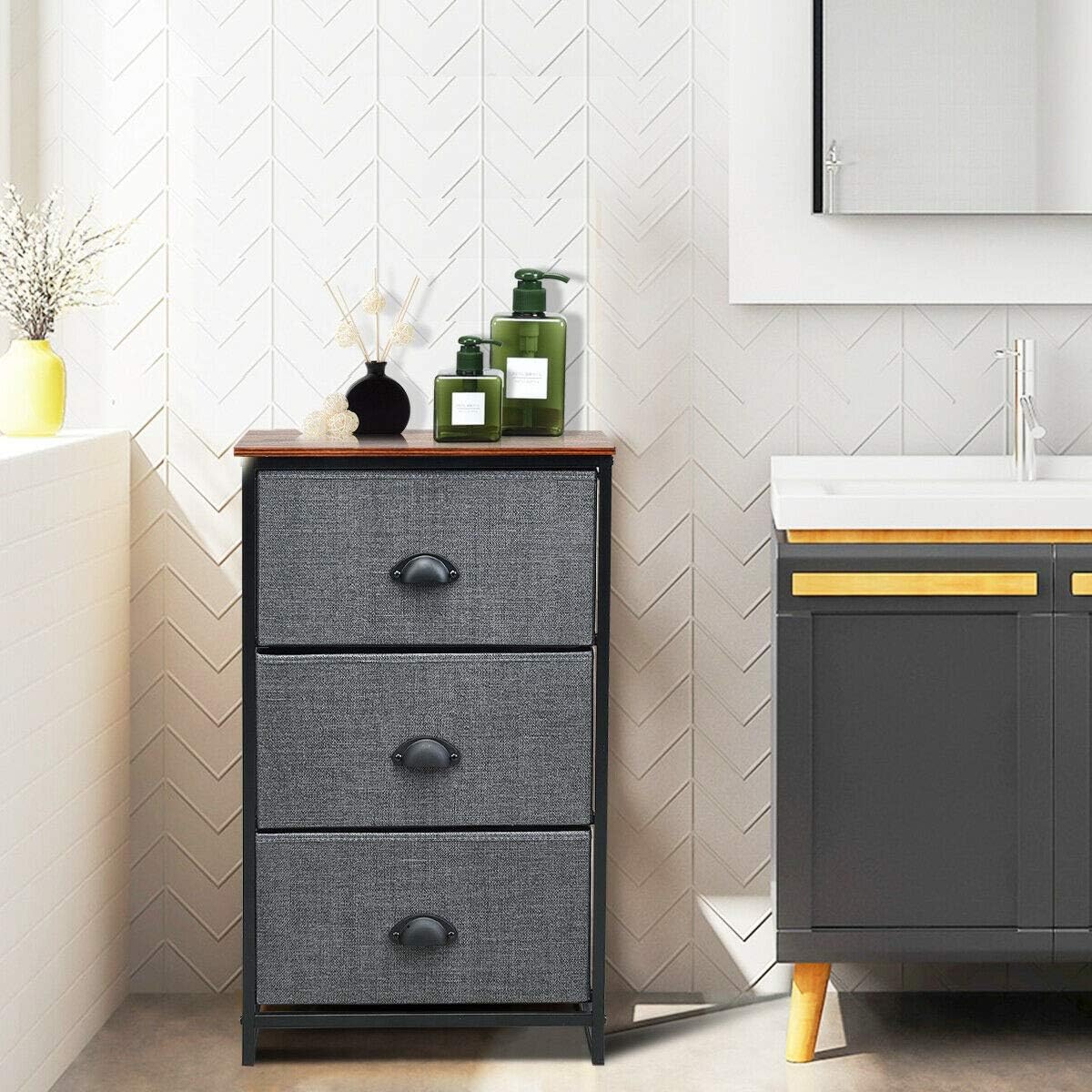Amazon Com Nightstand Side Table Storage Tower Dresser Chest With