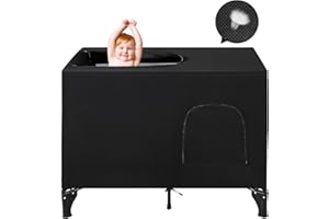 DEAR LOV DEARLOV Blackout Cover, Crib Cover for Pack N Play, Pack N Play Blackout Cover, Breathable Travel Crib Tent,Stretchable Baby Crib Cover, Portable Stretchy Blackout Tent for Inside and Outside, Black.